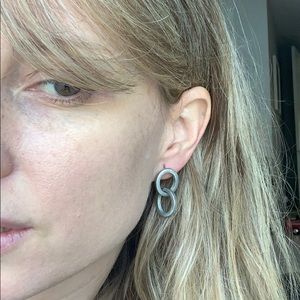 One of a kind circle earrings, brushed silver